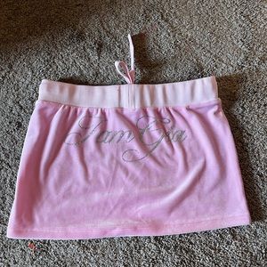 I am Gia Kameron velour baby pink mini skirt